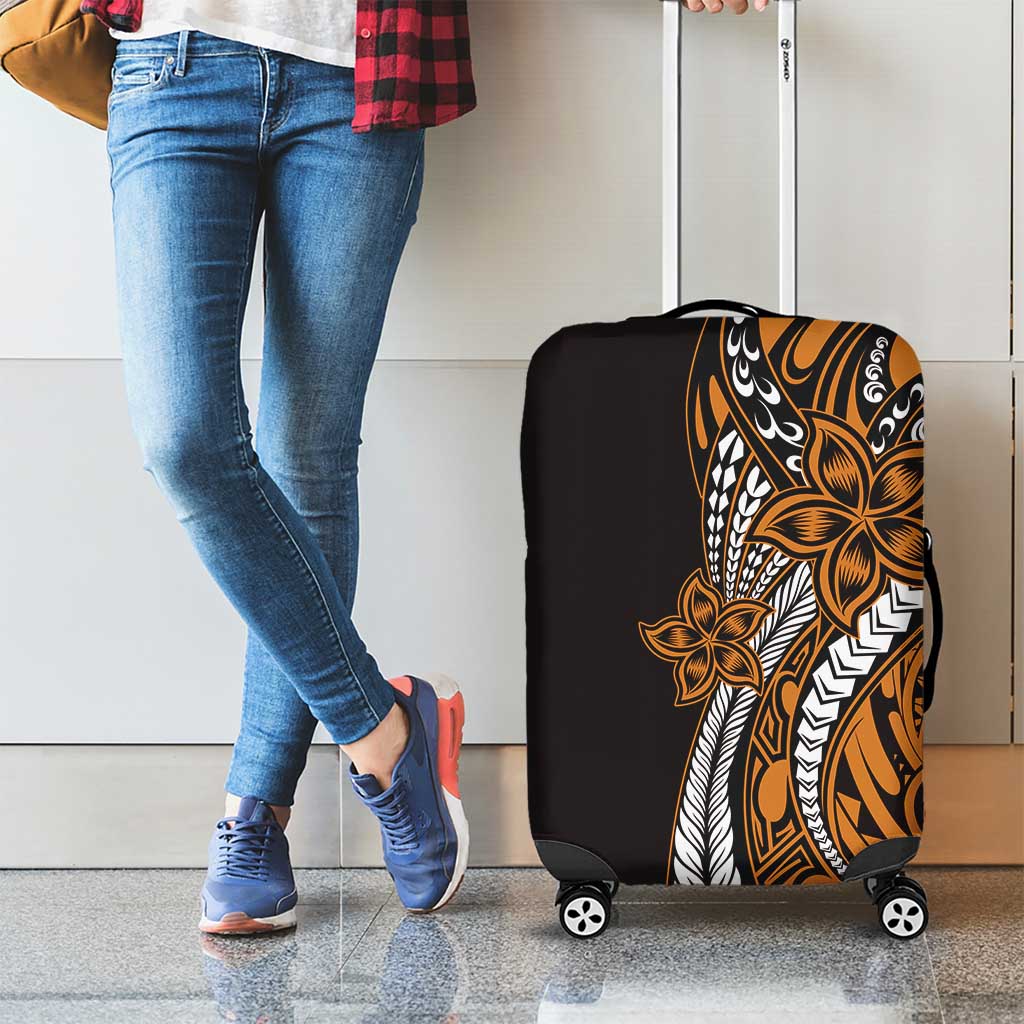 Polynesian Plumeria Floral Tattoo Pattern Luggage Cover Gold Style LT9 - Polynesian Pride