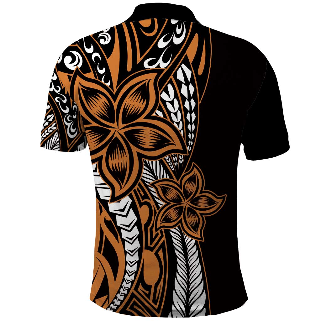 Polynesian Plumeria Floral Tattoo Pattern Polo Shirt Gold Style
