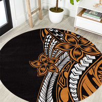 Polynesian Plumeria Floral Tattoo Pattern Round Carpet Gold Style LT9 Gold - Polynesian Pride