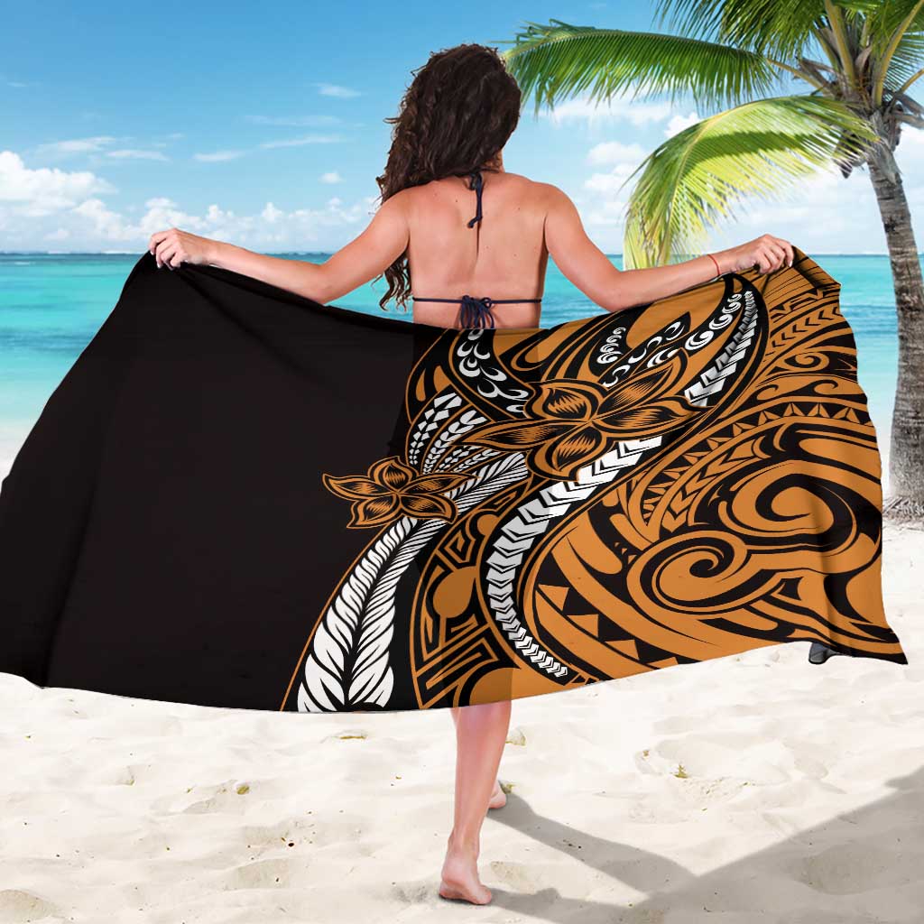 Polynesian Plumeria Floral Tattoo Pattern Sarong Gold Style