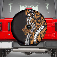 Polynesian Plumeria Floral Tattoo Pattern Spare Tire Cover Gold Style LT9 - Polynesian Pride