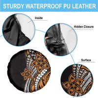 Polynesian Plumeria Floral Tattoo Pattern Spare Tire Cover Gold Style LT9 - Polynesian Pride