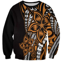 Polynesian Plumeria Floral Tattoo Pattern Sweatshirt Gold Style
