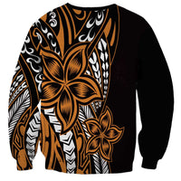 Polynesian Plumeria Floral Tattoo Pattern Sweatshirt Gold Style