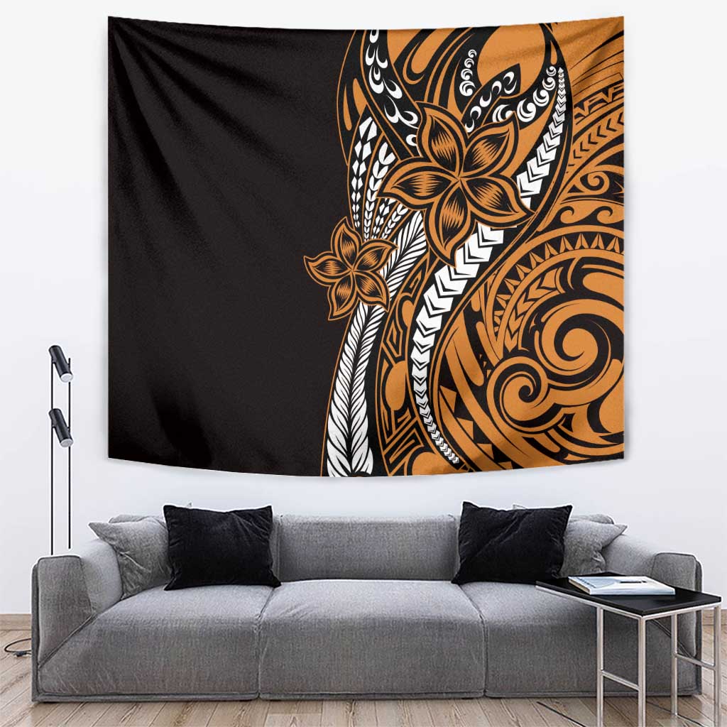 Polynesian Plumeria Floral Tattoo Pattern Tapestry Gold Style LT9 Gold - Polynesian Pride