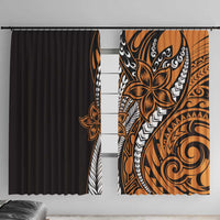 Polynesian Plumeria Floral Tattoo Pattern Window Curtain Gold Style