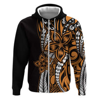 Polynesian Plumeria Floral Tattoo Pattern Zip Hoodie Gold Style LT9 Zip Hoodie Gold - Polynesian Pride