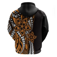 Polynesian Plumeria Floral Tattoo Pattern Zip Hoodie Gold Style LT9 - Polynesian Pride
