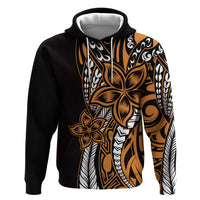 Polynesian Plumeria Floral Tattoo Pattern Zip Hoodie Gold Style LT9 Pullover Hoodie Gold - Polynesian Pride