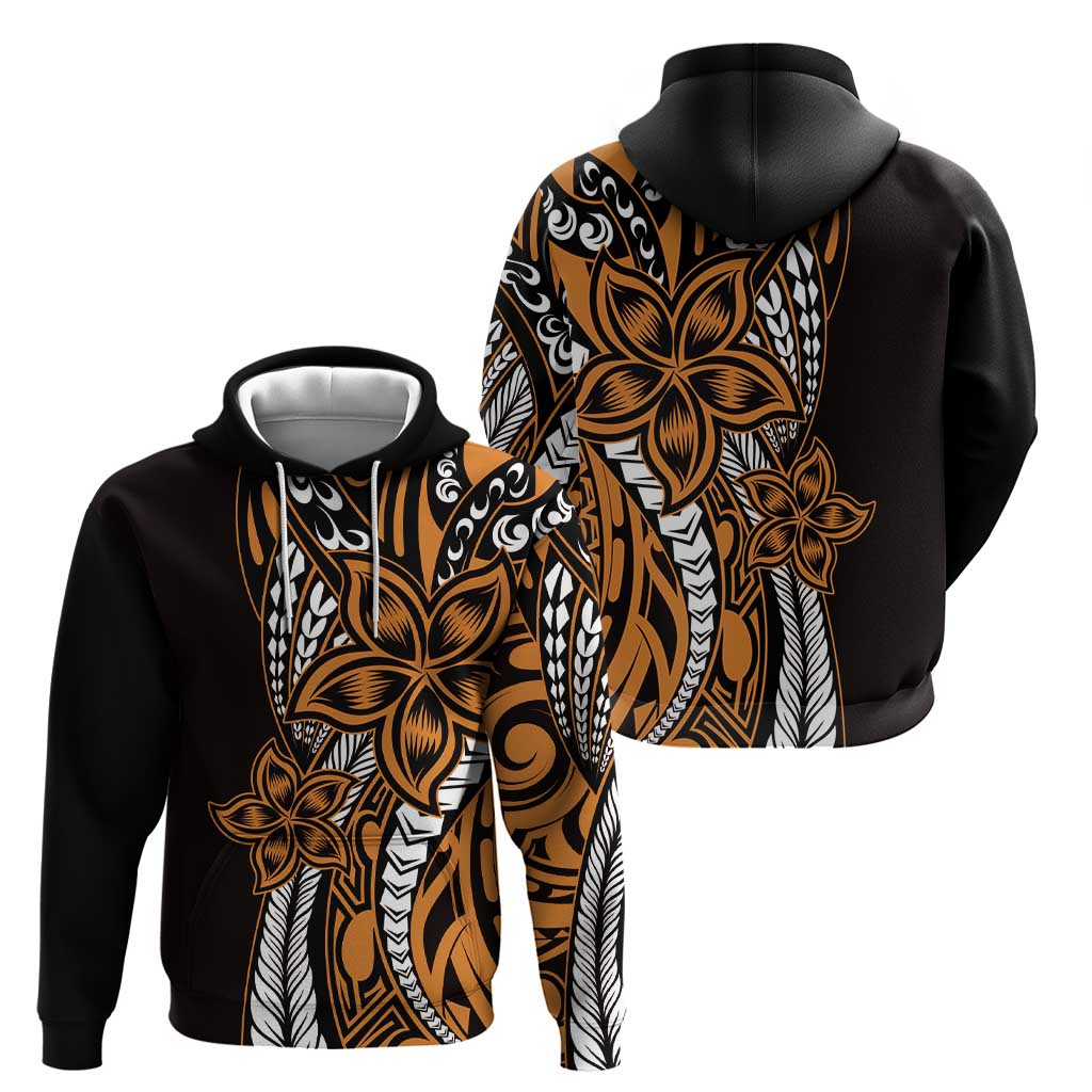 Polynesian Plumeria Floral Tattoo Pattern Zip Hoodie Gold Style LT9 - Polynesian Pride