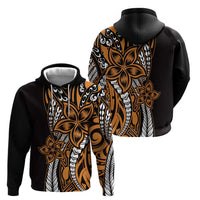 Polynesian Plumeria Floral Tattoo Pattern Zip Hoodie Gold Style LT9 - Polynesian Pride
