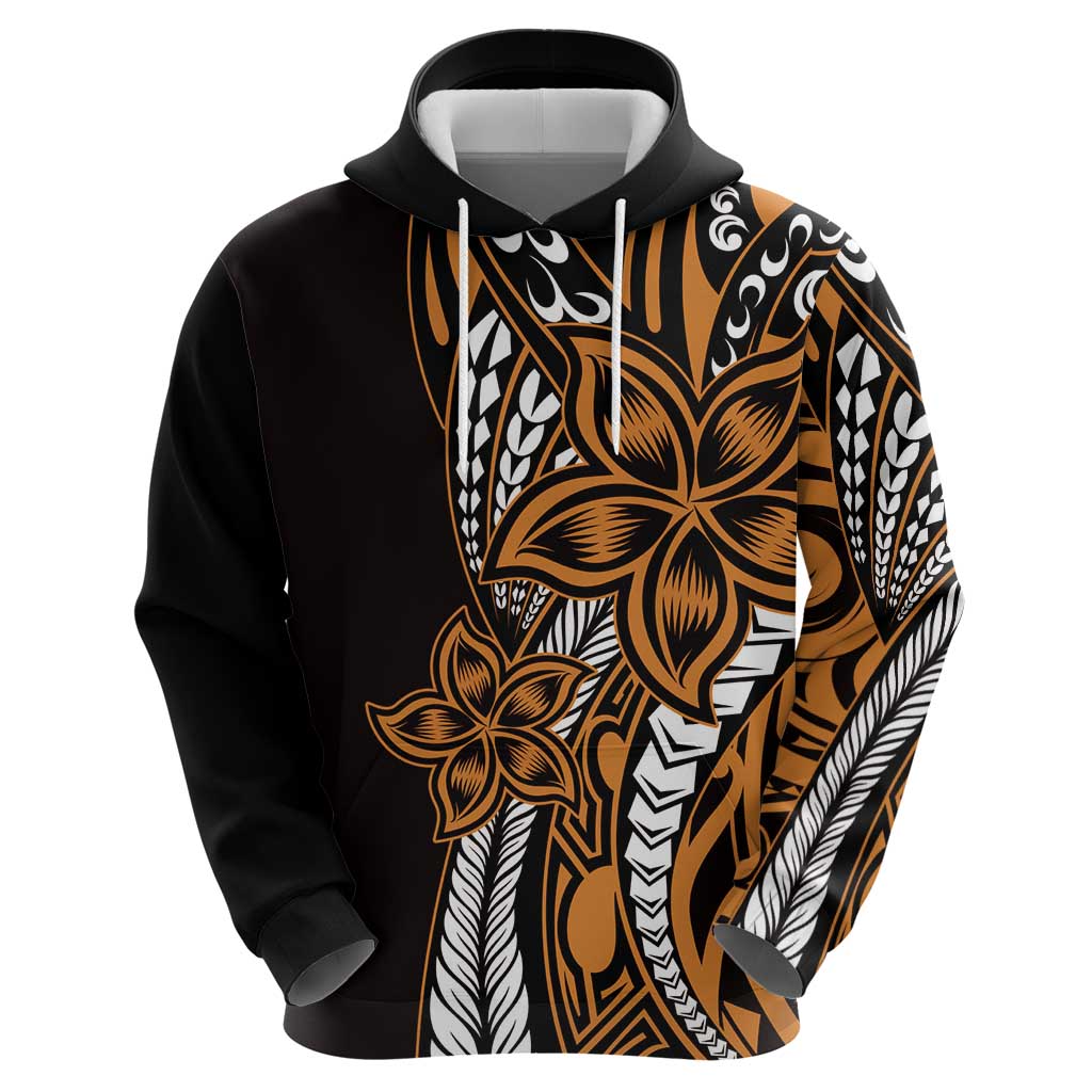 Polynesian Plumeria Floral Tattoo Pattern Zip Hoodie Gold Style LT9 - Polynesian Pride