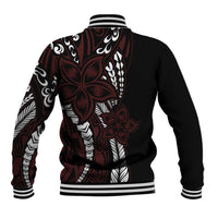 Polynesian Plumeria Floral Tattoo Pattern Baseball Jacket Oxblood Style LT9 - Polynesian Pride