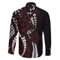 Polynesian Plumeria Floral Tattoo Pattern Family Matching Short Sleeve Bodycon Dress and Hawaiian Shirt Oxblood Style LT9 - Polynesian Pride