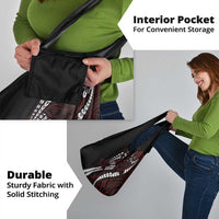 Polynesian Plumeria Floral Tattoo Pattern Grocery Bag Oxblood Style