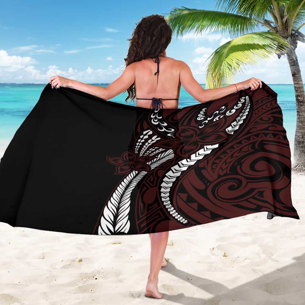 Polynesian Plumeria Floral Tattoo Pattern Sarong Oxblood Style