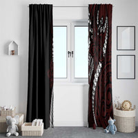 Polynesian Plumeria Floral Tattoo Pattern Window Curtain Oxblood Style