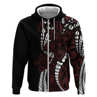 Polynesian Plumeria Floral Tattoo Pattern Zip Hoodie Oxblood Style LT9 Zip Hoodie Oxblood - Polynesian Pride