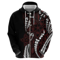 Polynesian Plumeria Floral Tattoo Pattern Zip Hoodie Oxblood Style LT9 - Polynesian Pride