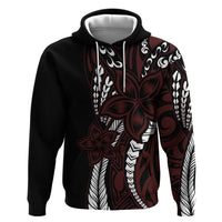 Polynesian Plumeria Floral Tattoo Pattern Zip Hoodie Oxblood Style LT9 Pullover Hoodie Oxblood - Polynesian Pride