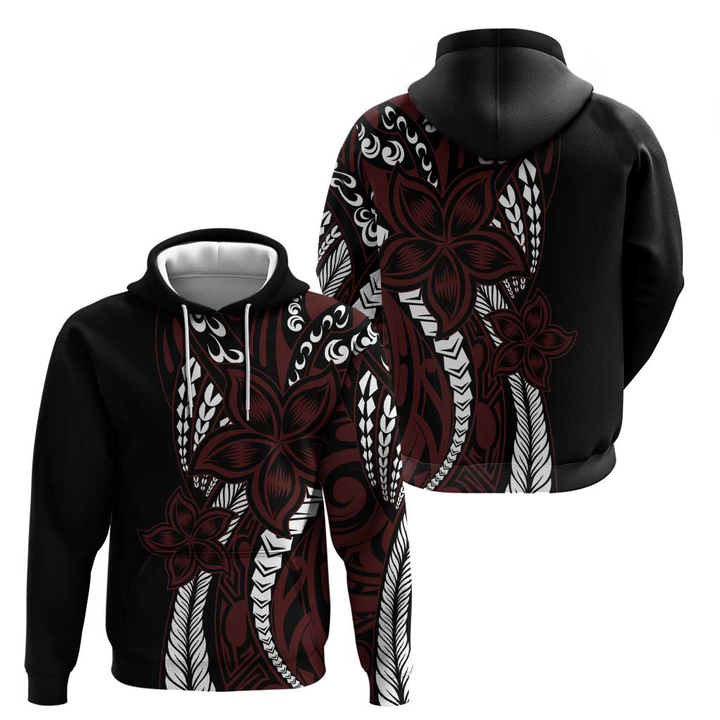 Polynesian Plumeria Floral Tattoo Pattern Zip Hoodie Oxblood Style LT9 - Polynesian Pride