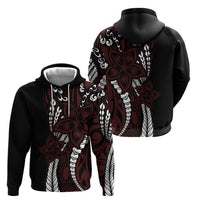 Polynesian Plumeria Floral Tattoo Pattern Zip Hoodie Oxblood Style LT9 - Polynesian Pride