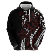 Polynesian Plumeria Floral Tattoo Pattern Zip Hoodie Oxblood Style LT9 - Polynesian Pride