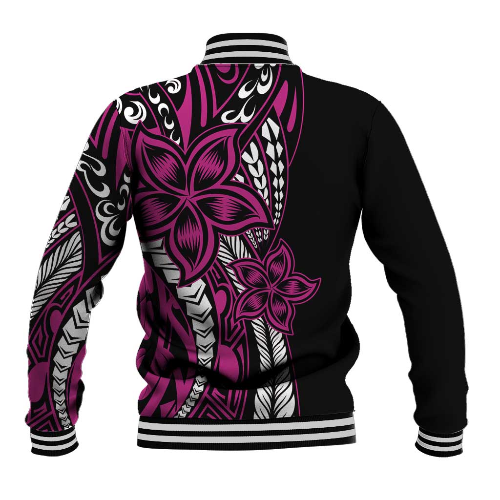 Polynesian Plumeria Floral Tattoo Pattern Baseball Jacket Pink Style LT9 - Polynesian Pride