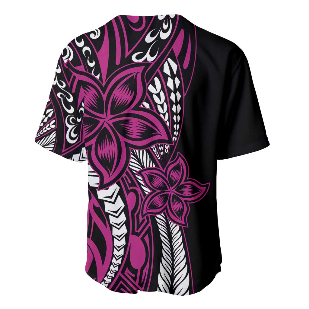 Polynesian Plumeria Floral Tattoo Pattern Baseball Jersey Pink Style LT9 - Polynesian Pride