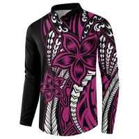 Polynesian Plumeria Floral Tattoo Pattern Button Sweatshirt Pink Style LT9 - Polynesian Pride