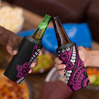 Polynesian Plumeria Floral Tattoo Pattern 4 in 1 Can Cooler Tumbler Pink Style