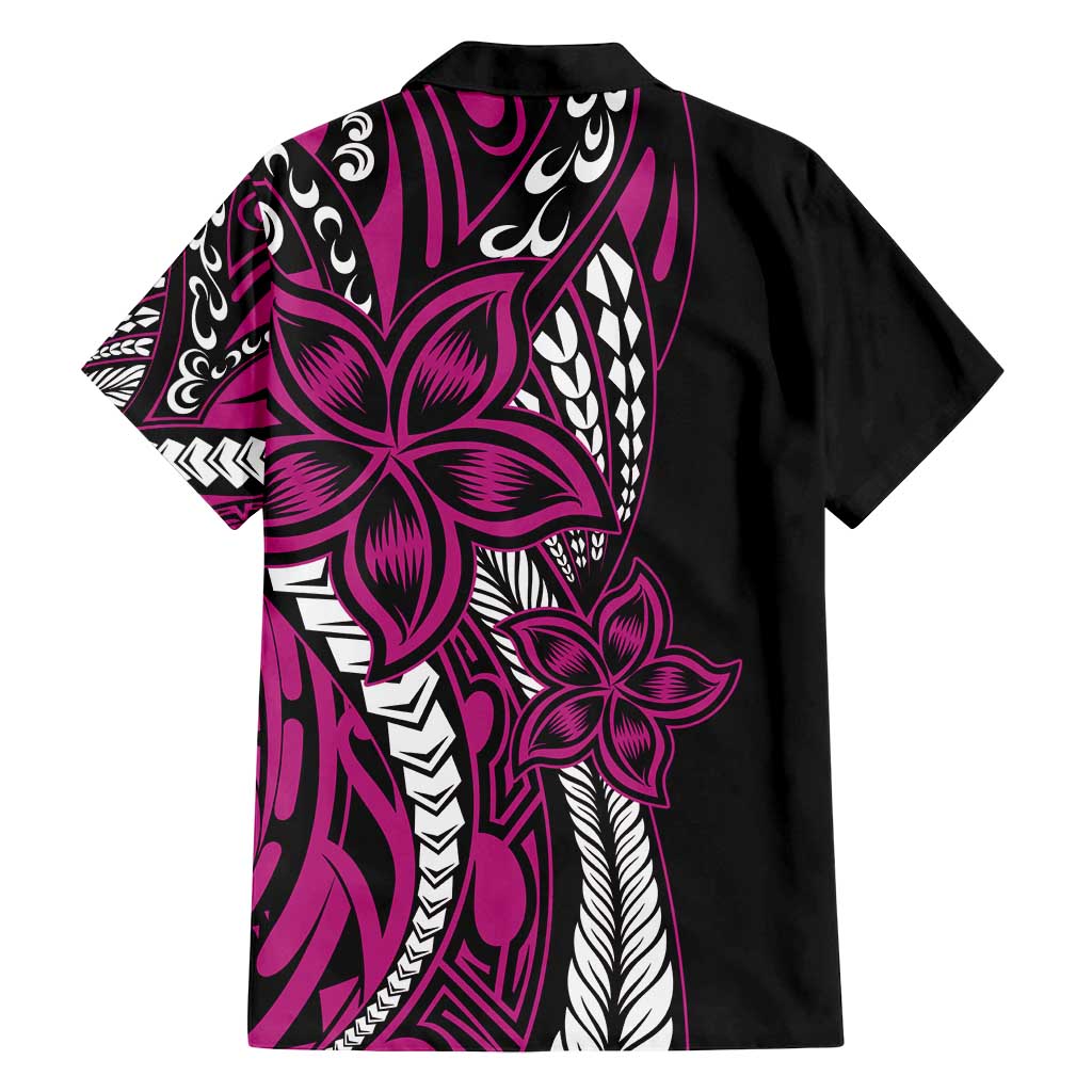 Polynesian Plumeria Floral Tattoo Pattern Family Matching Summer Maxi Dress and Hawaiian Shirt Pink Style LT9 - Polynesian Pride