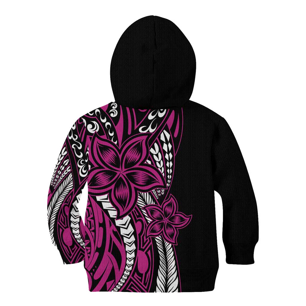 Polynesian Plumeria Floral Tattoo Pattern Kid Hoodie Pink Style