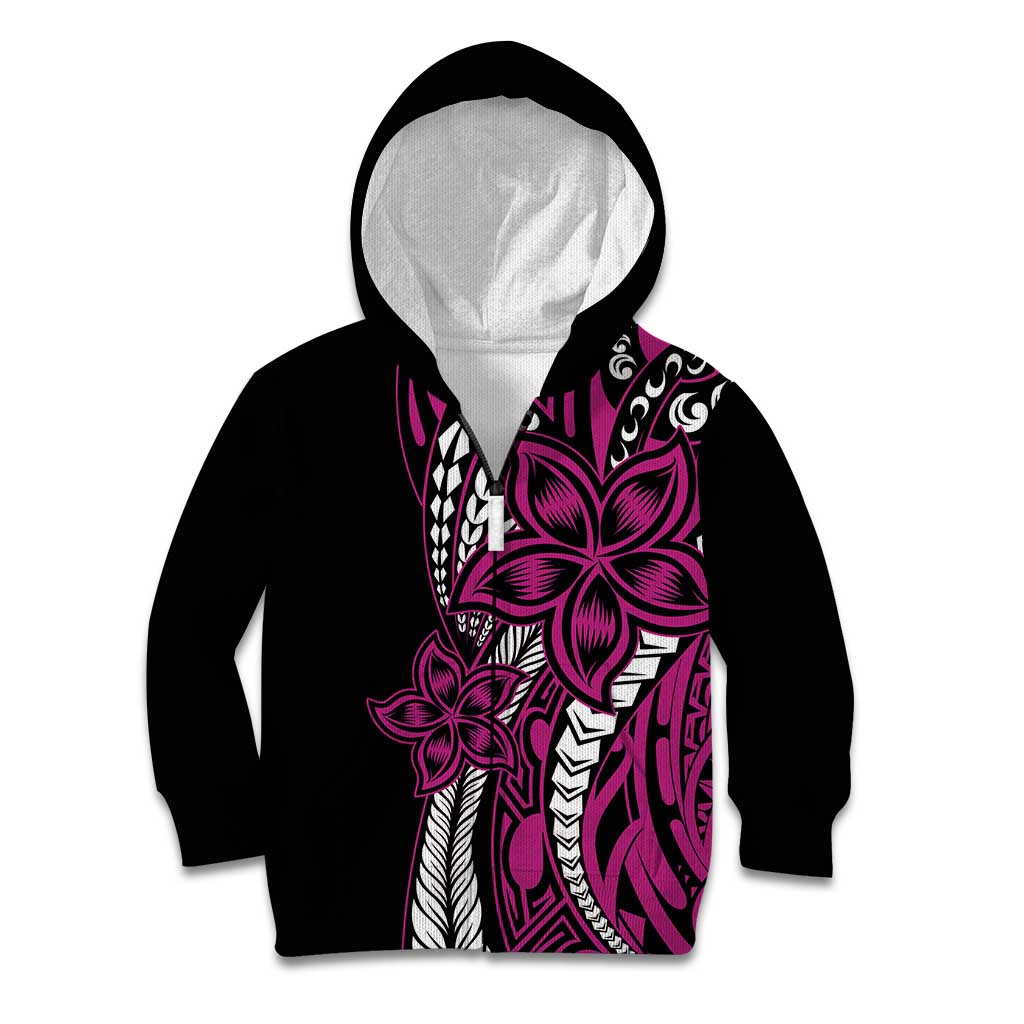 Polynesian Plumeria Floral Tattoo Pattern Kid Hoodie Pink Style