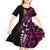 Polynesian Plumeria Floral Tattoo Pattern Kid Short Sleeve Dress Pink Style