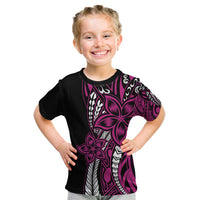 Polynesian Plumeria Floral Tattoo Pattern Kid T Shirt Pink Style