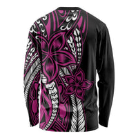 Polynesian Plumeria Floral Tattoo Pattern Long Sleeve Shirt Pink Style LT9 - Polynesian Pride
