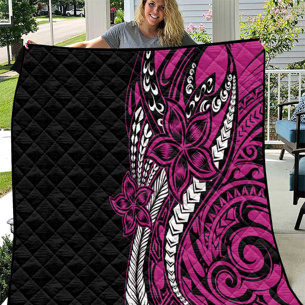 Polynesian Plumeria Floral Tattoo Pattern Quilt Pink Style LT9 Pink - Polynesian Pride