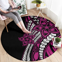 Polynesian Plumeria Floral Tattoo Pattern Round Carpet Pink Style LT9 - Polynesian Pride