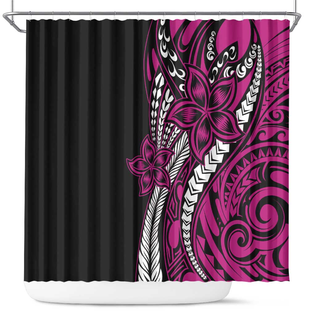 Polynesian Plumeria Floral Tattoo Pattern Shower Curtain Pink Style LT9 Pink - Polynesian Pride