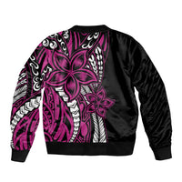 Polynesian Plumeria Floral Tattoo Pattern Sleeve Zip Bomber Jacket Pink Style LT9 - Polynesian Pride