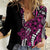 Polynesian Plumeria Floral Tattoo Pattern Women Casual Shirt Pink Style