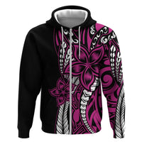 Polynesian Plumeria Floral Tattoo Pattern Zip Hoodie Pink Style LT9 Zip Hoodie Pink - Polynesian Pride