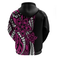 Polynesian Plumeria Floral Tattoo Pattern Zip Hoodie Pink Style LT9 - Polynesian Pride
