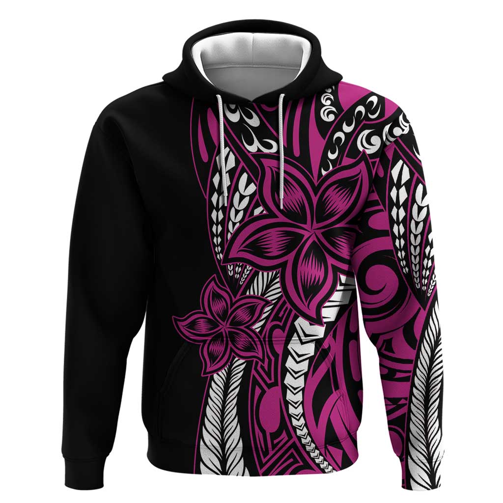 Polynesian Plumeria Floral Tattoo Pattern Zip Hoodie Pink Style LT9 Pullover Hoodie Pink - Polynesian Pride