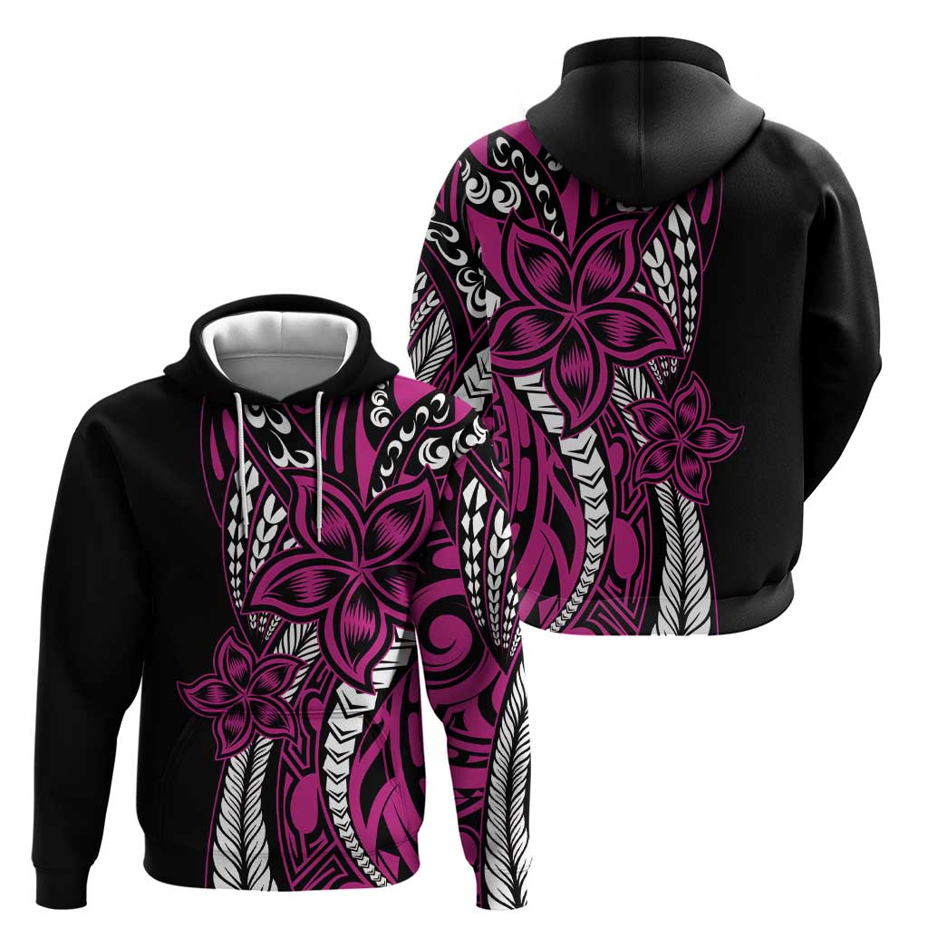Polynesian Plumeria Floral Tattoo Pattern Zip Hoodie Pink Style LT9 - Polynesian Pride