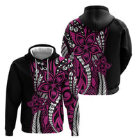 Polynesian Plumeria Floral Tattoo Pattern Zip Hoodie Pink Style LT9 - Polynesian Pride