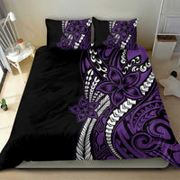Polynesian Plumeria Floral Tattoo Pattern Bedding Set Purple Style