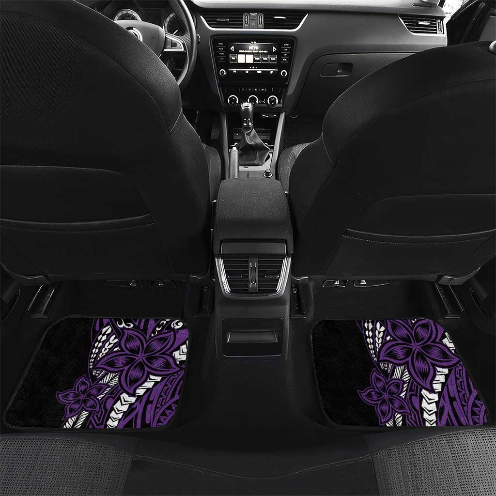 Polynesian Plumeria Floral Tattoo Pattern Car Mats Purple Style