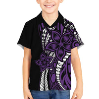 Polynesian Plumeria Floral Tattoo Pattern Family Matching Off The Shoulder Long Sleeve Dress and Hawaiian Shirt Purple Style LT9 Son's Shirt Purple - Polynesian Pride